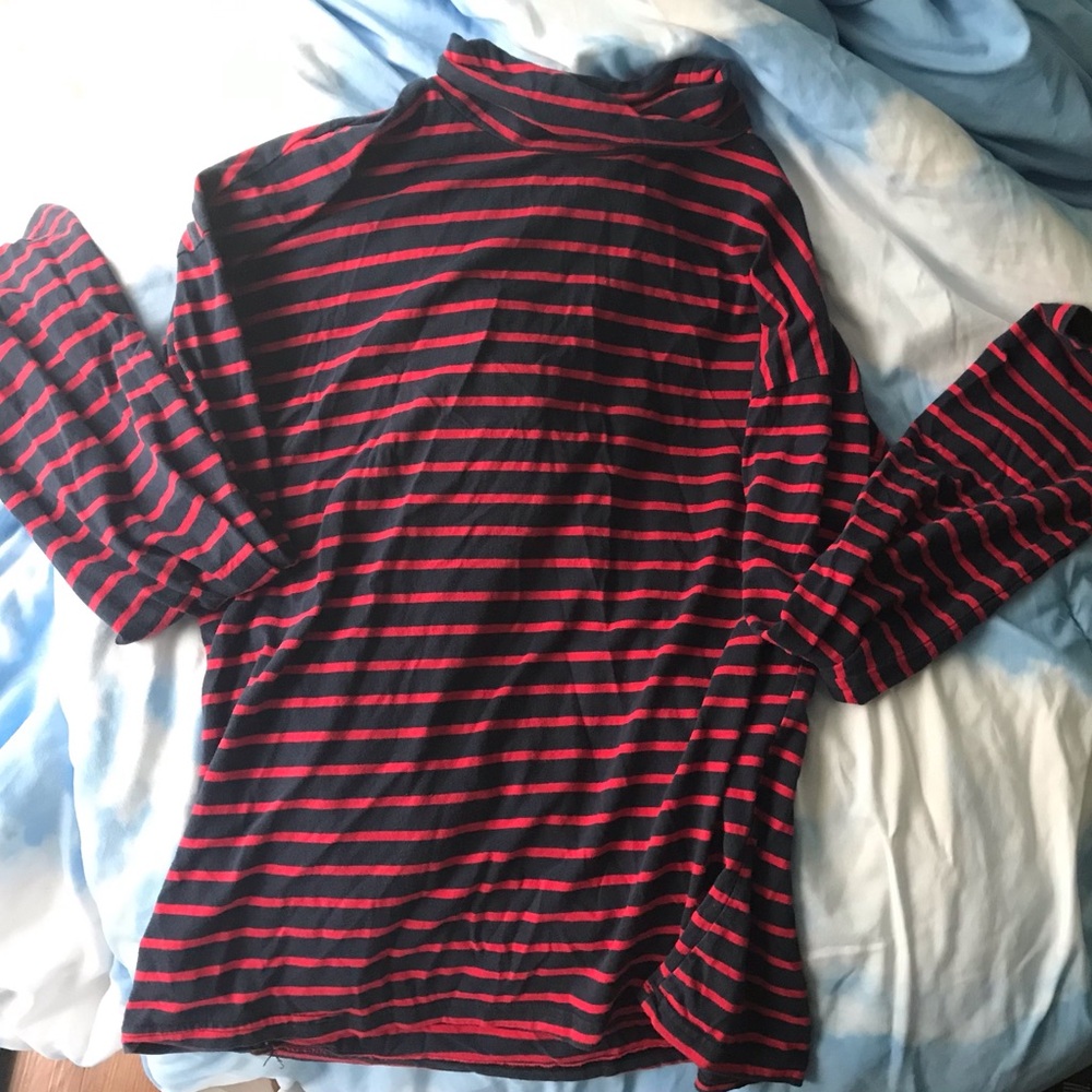 Red and navy Striped Long Sleeve Top